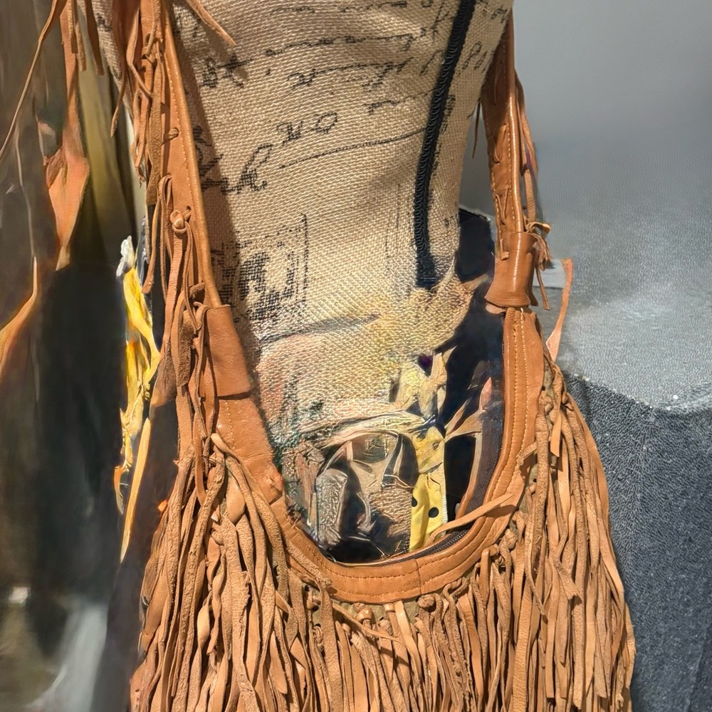 Brown Fringe Shoulder Bag with Boho Charm